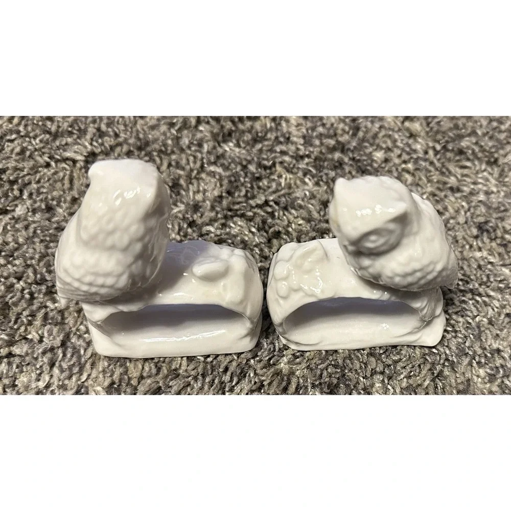 2 Ardalt Set Owl Shaped Napkin Rings Holders Lot Ceramic Pair Vintage Old China